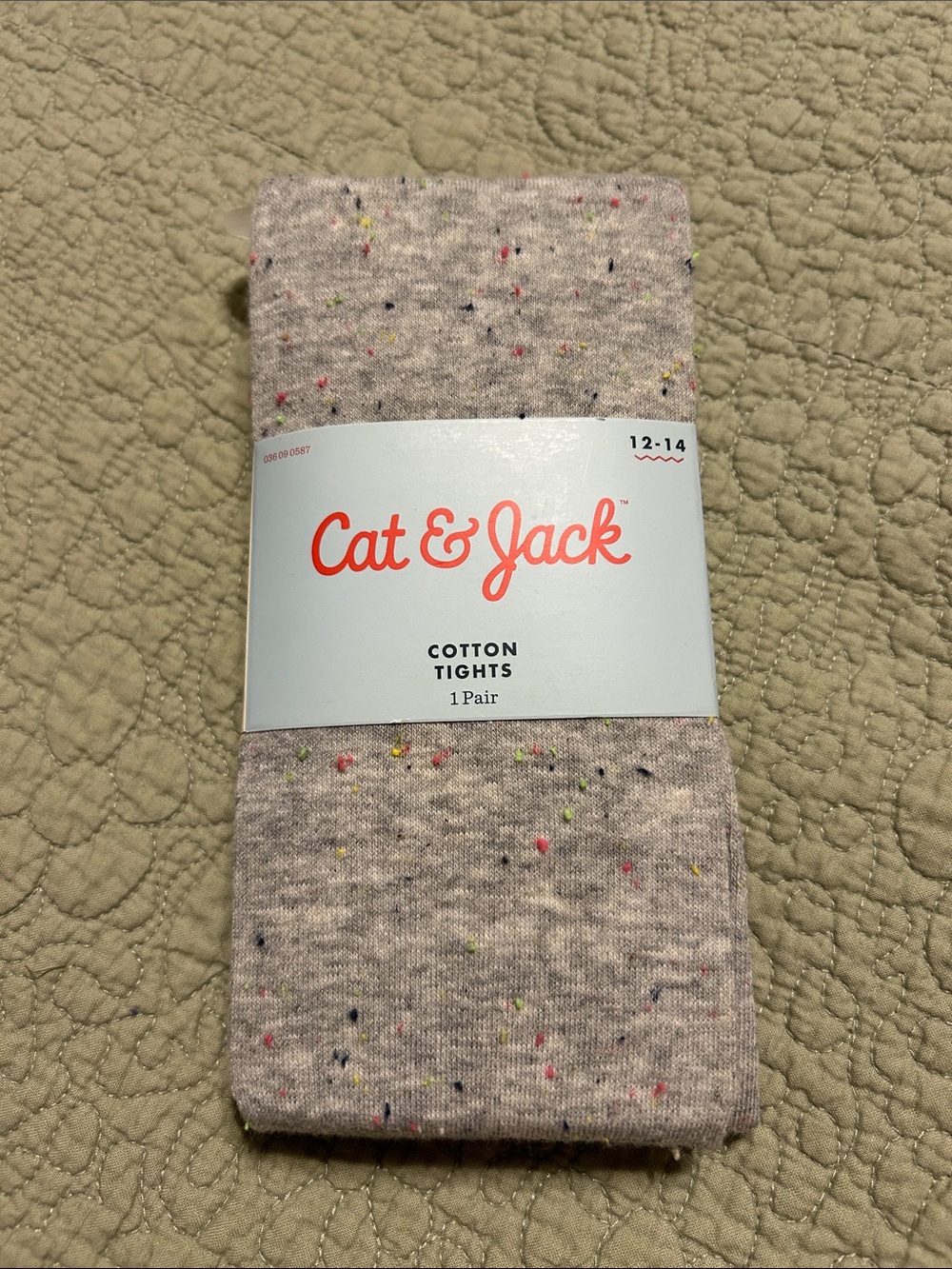 Cat & Jack Light Gray Speckled Cotton Tights